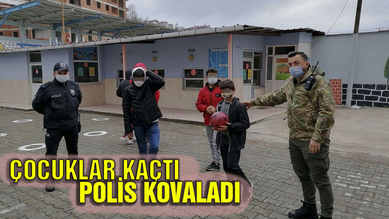Rize'de kısıtlamaya uymayan çocuklar polisi duyunca ne yapacağını şaşırdı