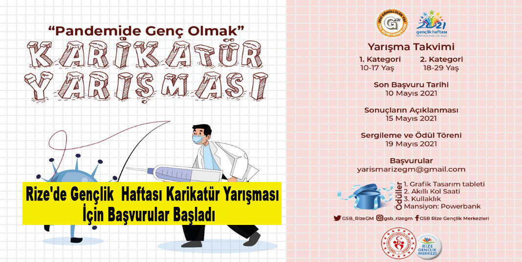 Rize'de Gençlik Haftası Karikatür Yarışması İçin Başvurular Başladı