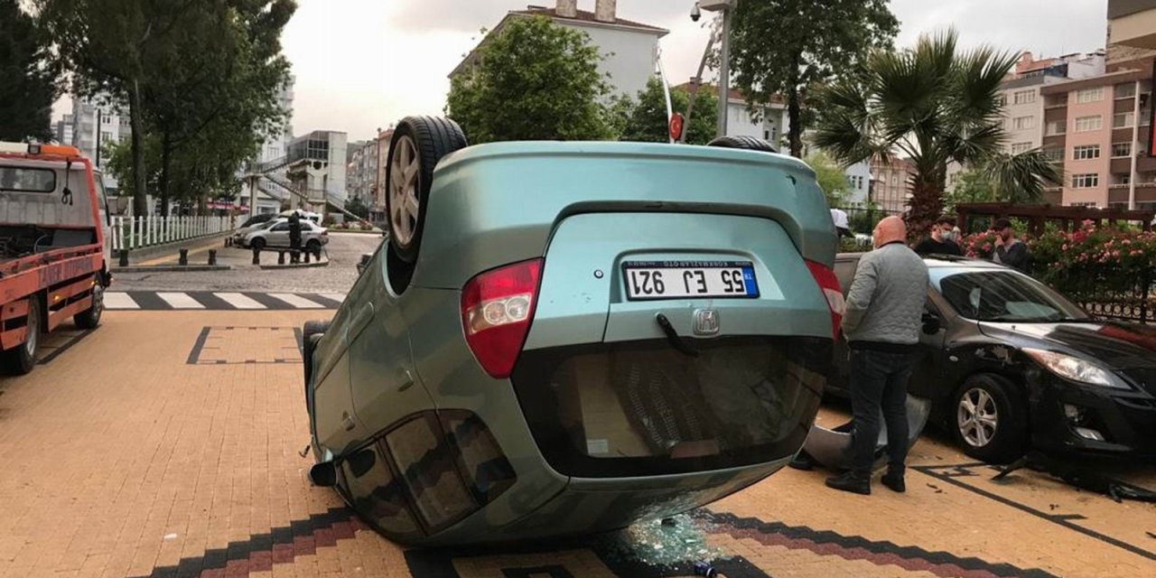 SAMSUN’DA OTOMOBİL TAKLA ATTI: 1 YARALI