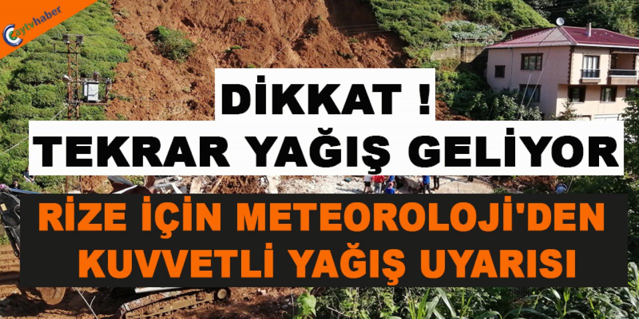 RİZE İÇİN METEOROLOJİ'DEN KUVVETLİ YAĞIŞ UYARISI
