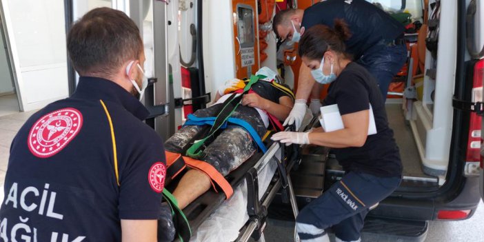 İnşaat işçisi 3. kattan 2.kattaki iskeleye düşerek ölümden döndü