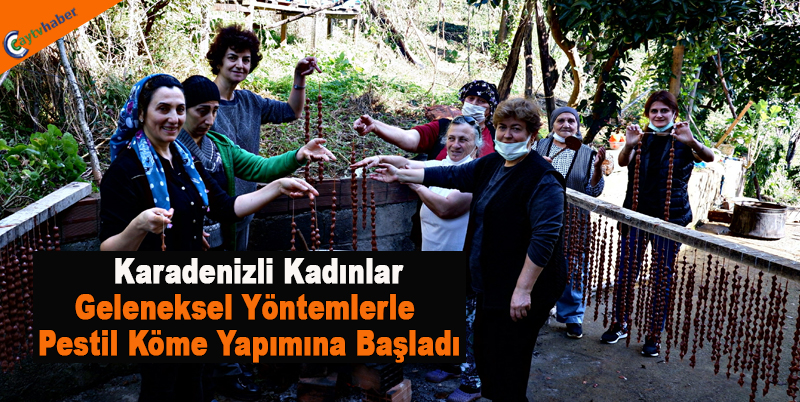 Karadenizli Kadınlar Geleneksel Yöntemlerle Pestil Köme Yapımına Başladı