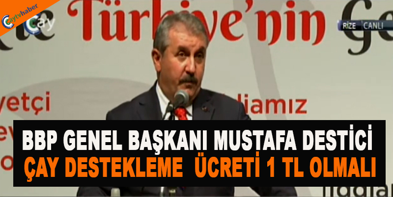BBP GENEL BAŞKANI MUSTAFA DESTİCİ ÇAY DESTEKLEME ÜCRETİ 1 TL OLMALI