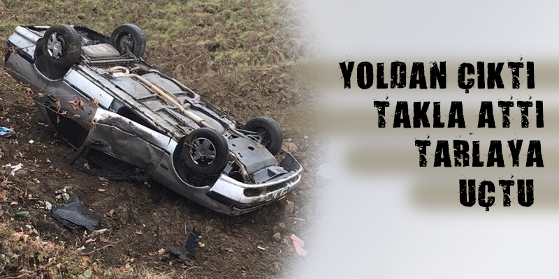 Yoldan Çıktı, Takla Attı, Ardından Tarlaya Uçtu
