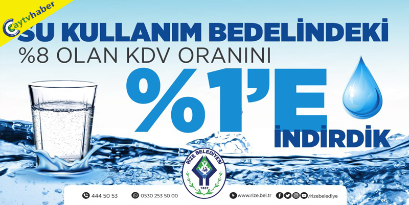 Rize Belediyesi'nden Suya İndirim