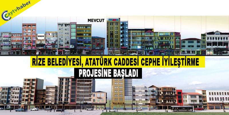 RİZE BELEDİYESİ, ATATÜRK CADDESİ CEPHE İYİLEŞTİRME PROJESİNE BAŞLADI