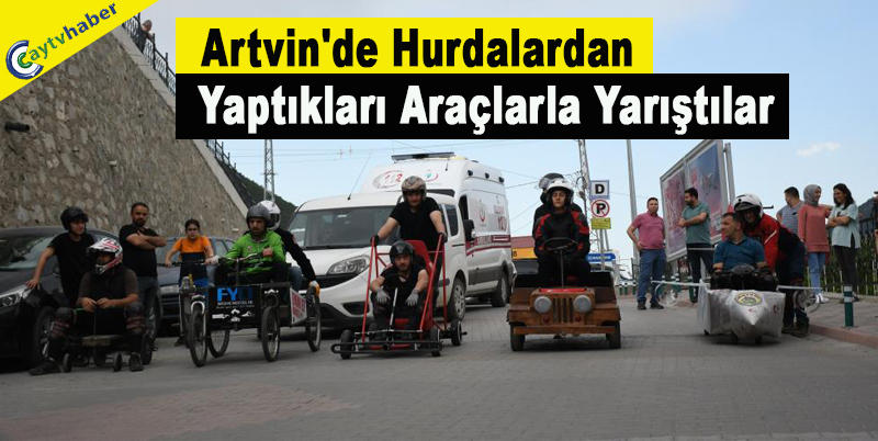 Artvin'de Hurdalardan Yaptıkları Araçlarla Yarıştılar