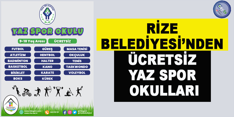 RİZE BELEDİYESİ’NDEN ÜCRETSİZ YAZ SPOR OKULLARI
