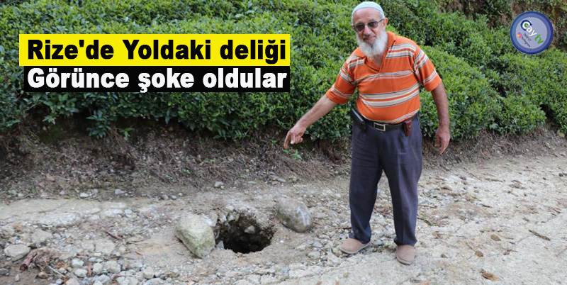 Rize'de Yoldaki deliği görünce şoke oldular