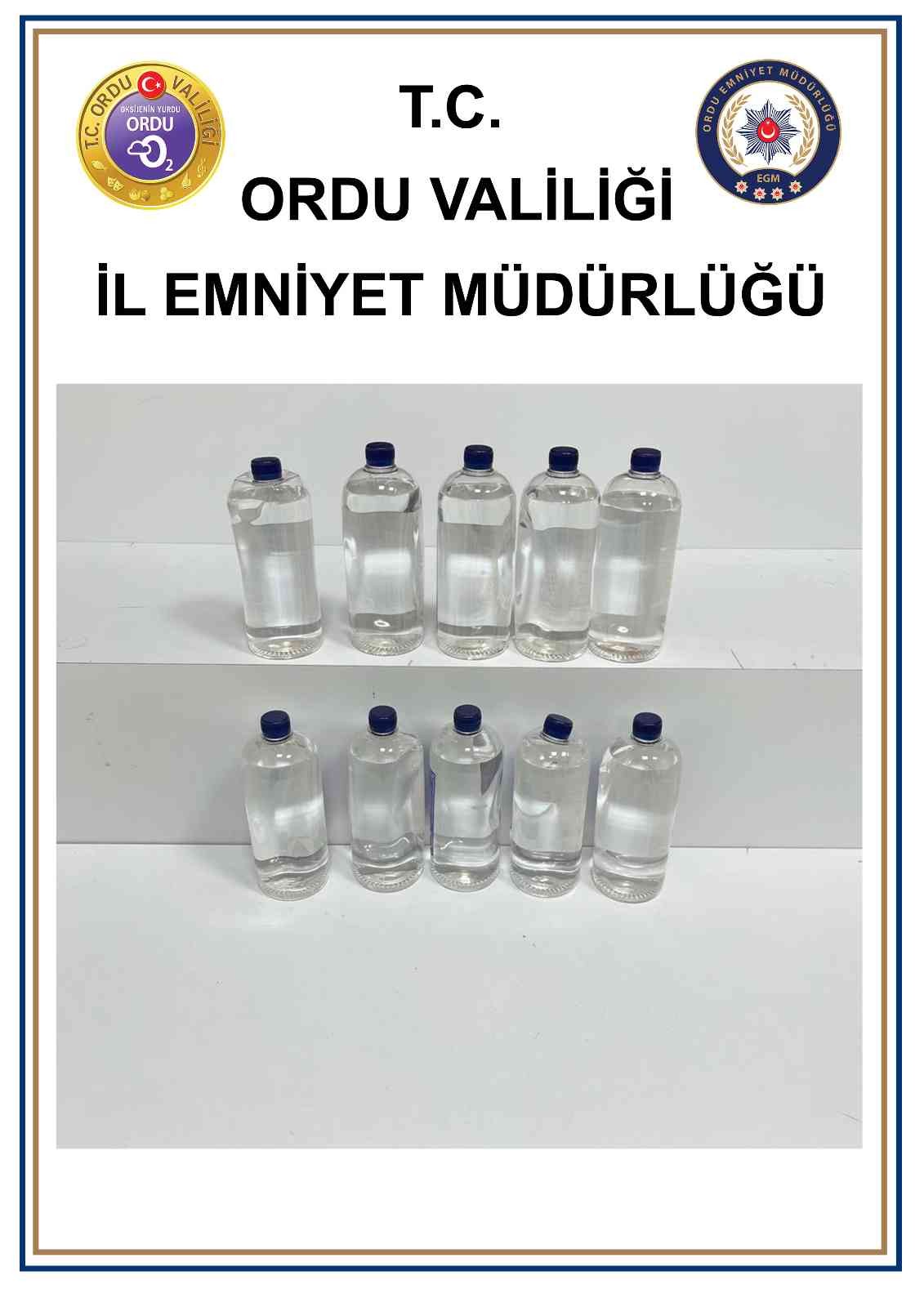 ORDU'DA POLİS EKİPLERİ TARAFINDAN SAHTE ALKOLLÜ İÇKİ VE UYUŞTURUCU MADDEYE YÖNELİK YAPILAN ÇALIŞMADA 10 KİŞİ HAKKINDA ADLİ İŞLEM BAŞLATILDI
