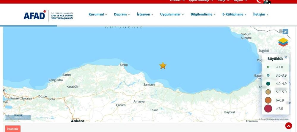 SABAH SAMSUN AÇIKLARINDA 4 BÜYÜKLÜĞÜNDE DEPREM
