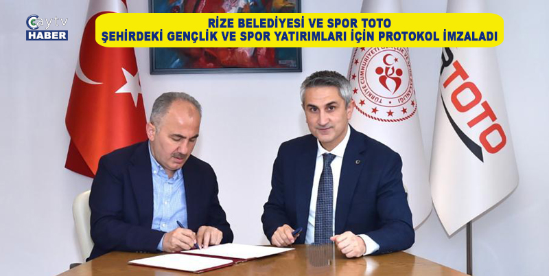 RİZE BELEDİYESİ VE SPOR TOTO, ŞEHİRDEKİ GENÇLİK VE SPOR YATIRIMLARI İÇİN PROTOKOL İMZALADI.PROTOKOL KAPSAMINDA, ŞEHİRDE GENÇLERİN, SPORCULARIN VE TÜM VATANDAŞLARIN FAYDALANABİLECEĞİ ÇEŞİTLİ YATIRIMLARIN YAPILMASI PLANLANIYOR