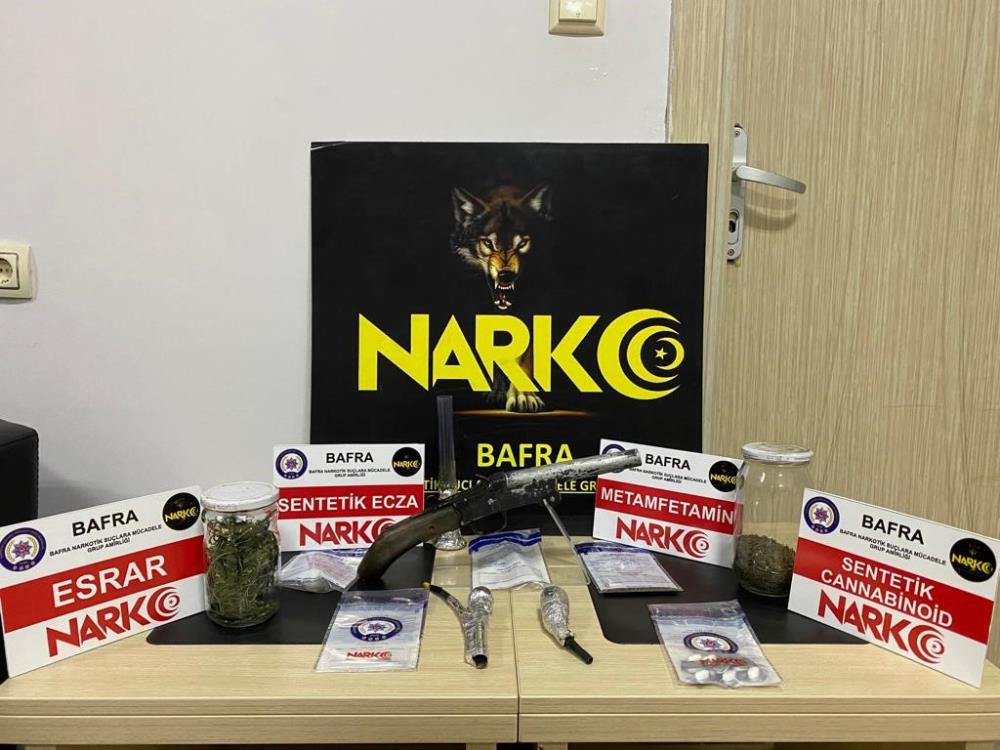 SAMSUN'DA POLİS TARAFINDAN BAFRA VE 19 MAYIS İLÇELERİNDE DÜZENLENEN UYUŞTURUCU OPERASYONUNDA 19 KİŞİ YAKALANDI