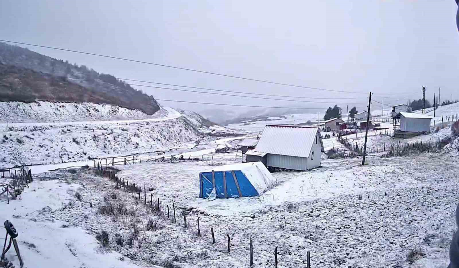 ORDU'NUN KUMRU İLÇESİNDE BULUNAN DÜZOBA YAYLASI KAR YAĞIŞI SONRASI BEYAZ ÖRTÜYLE KAPLANDI