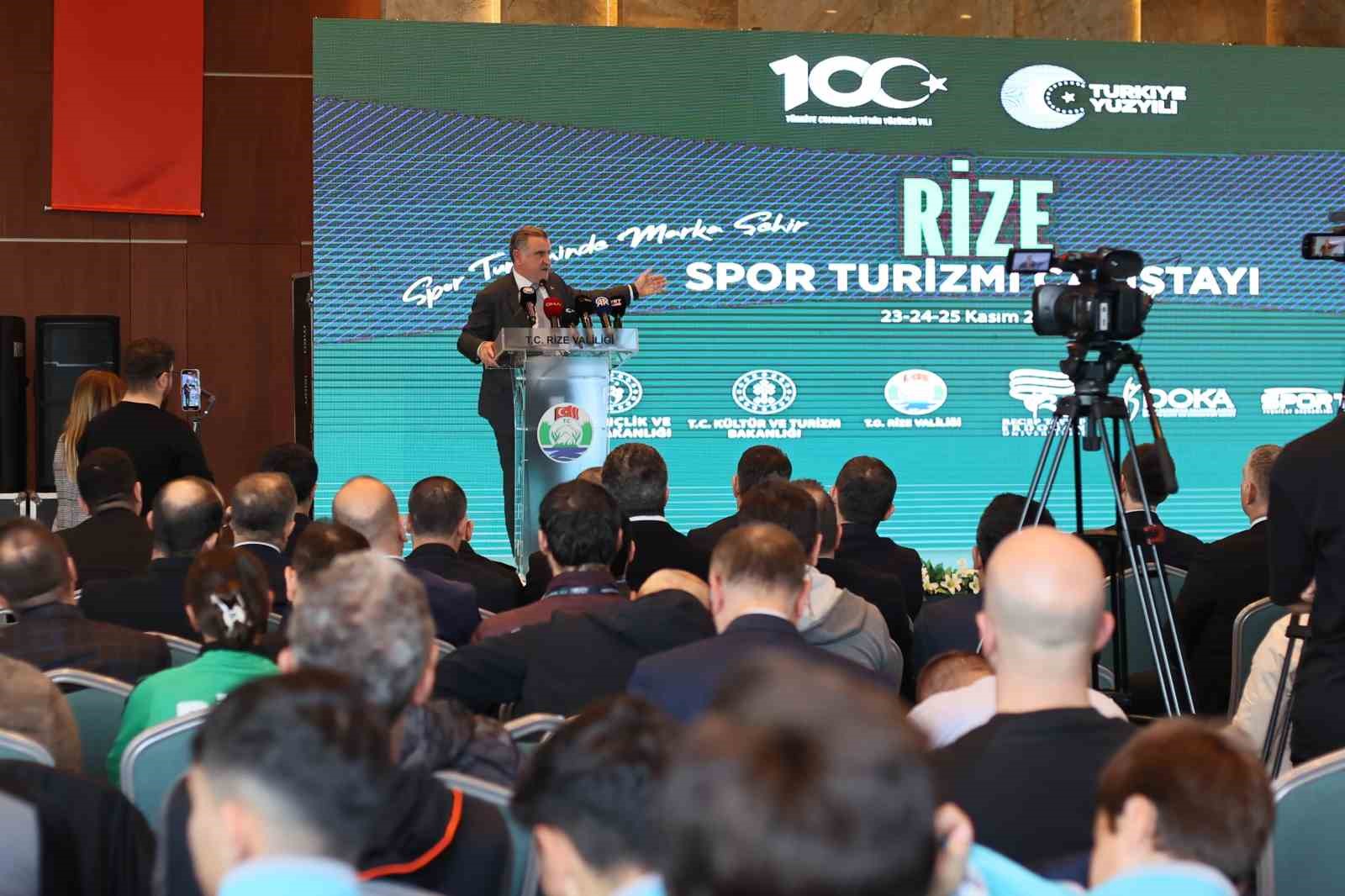 RİZE SPOR TURİZMİ ÇALIŞTAYI'NA KATILAN GENÇLİK VE SPOR BAKANI OSMAN AŞKIN BAK "BUGÜN, ULUSLARARASI SPOR ORGANİZASYONLARINDA TALEP EDEN DEĞİL TALEP EDİLEN BİR ÜLKE HALİNE GELDİĞİMİZİ RAHATLIKLA SÖYLEYEBİLİRİM"