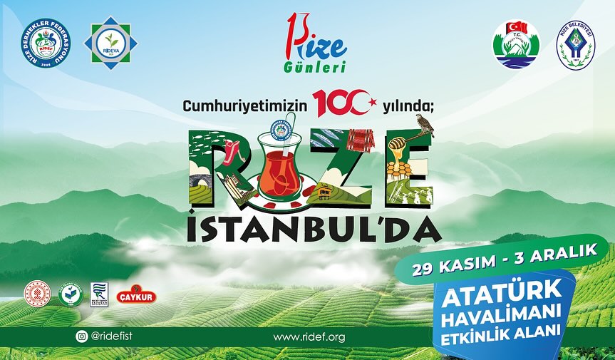 29 KASIM & 3 ARALIK TARİHLERİ ARASINDA ATATÜRK HAVALİMANINDA YAPILACAK OLAN 13. RİZE TANITIM GÜNLERİ BAŞLADI. BÖLGENİN TEK TV KANALI ÇAYTV RİZE TANITIM GÜNLERİNİN BAZI SAATLERİNİ CANLI YAYINLAYACAK