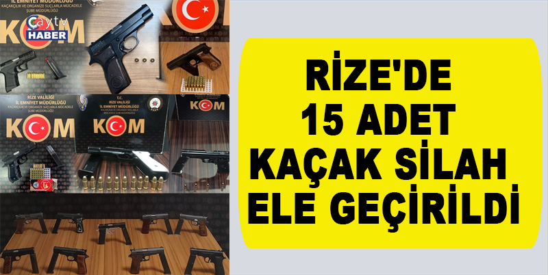 RİZE'DE 15 ADET KAÇAK SİLAH ELE GEÇİRİLDİ. ARAÇ İÇİ SES SİSTEMİ İÇİNE YERLEŞTİRİLEN KAÇAK SİLAHLAR RİZE EMNİYETİ'NİN GÖZÜNDEN KAÇMADI