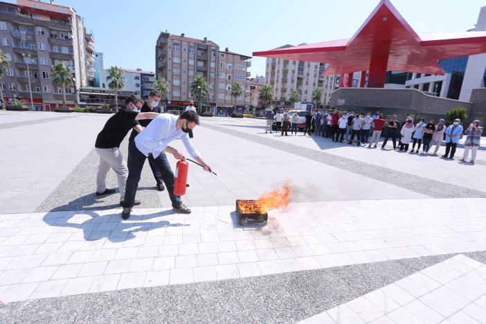 Canik Belediyesi’nde Yangın Tatbikatı Yapıldı