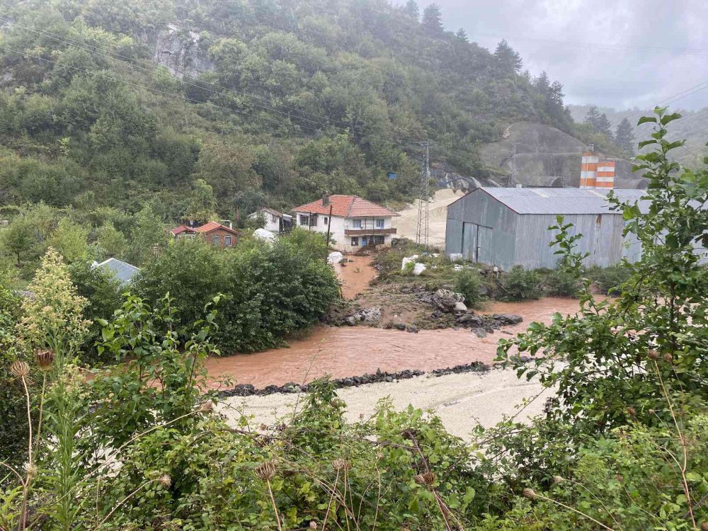 BARTIN'DA SAĞANAK SONRASI TAŞKINLAR OLUŞTU, DENİZİN RENGİ DEĞİŞTİ