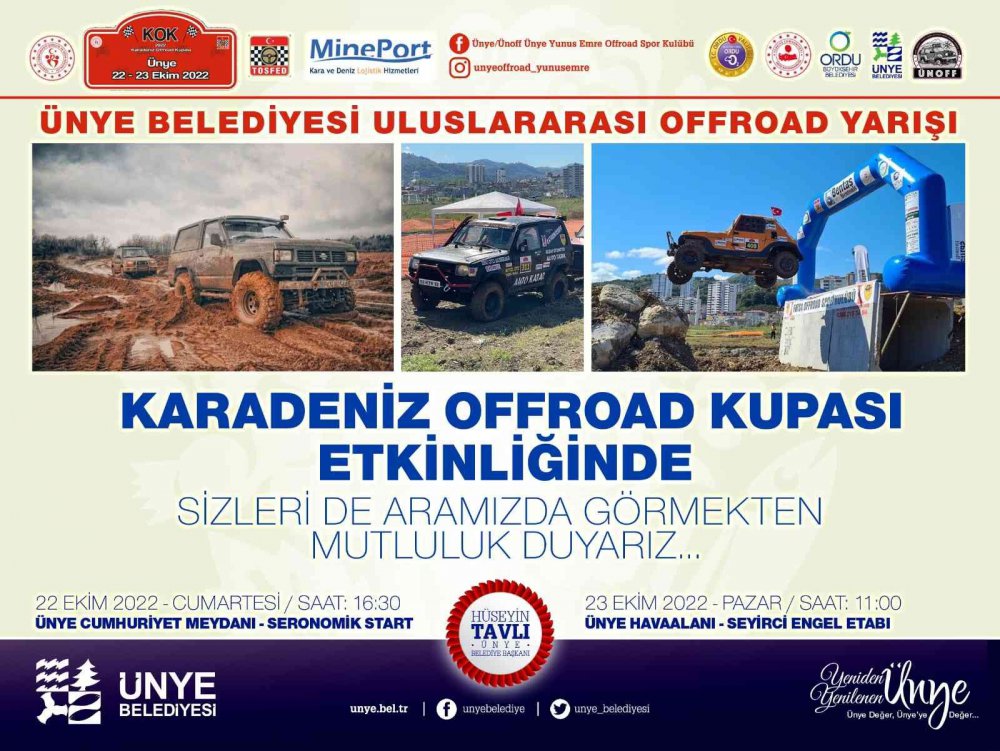 ORDU'NUN ÜNYE BELEDİYESİ'NİN ÖNCÜLÜĞÜNDE ULUSLARARASI KARADENİZ OFF-ROAD KUPASI YARIŞLARI DÜZENLENECEK