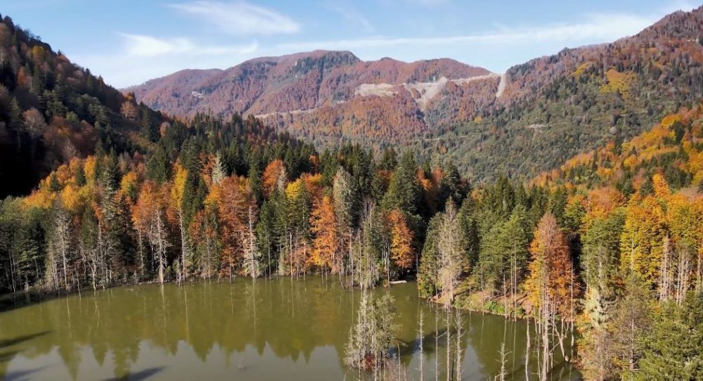 ARTVİN'DE SONBAHAR RENKLERİNE BÜRÜNEN BORÇKA İLÇESİNDEKİ KARAGÖL BUGÜNLERDE DÜĞÜN FOTOĞRAFI ÇEKTİREN ÇİFTLERDEN YOĞUN İLGİ GÖRÜYOR