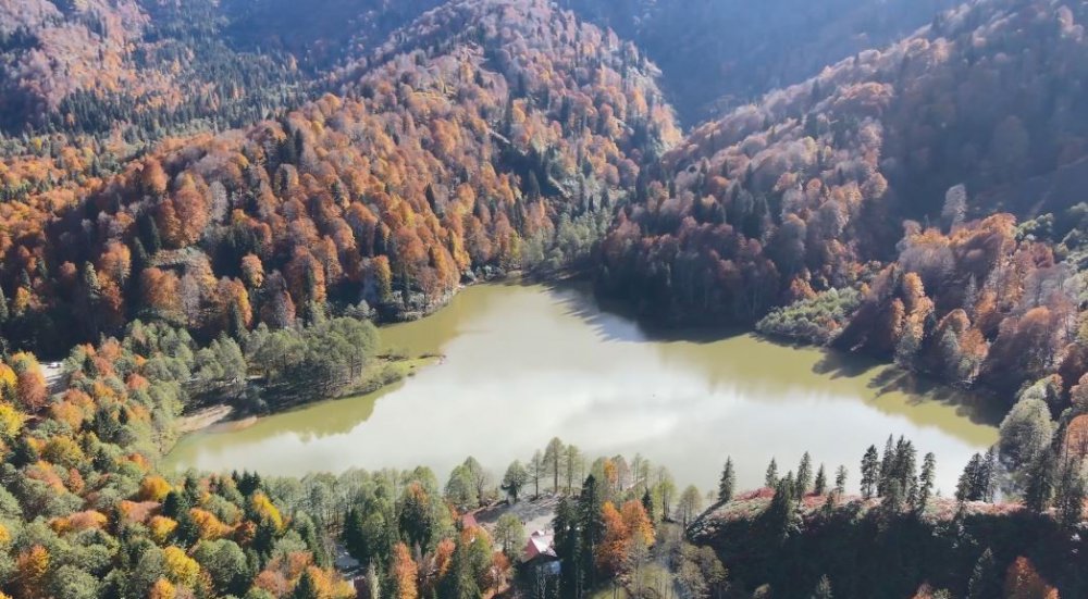 ARTVİN'DE SONBAHAR RENKLERİNE BÜRÜNEN BORÇKA İLÇESİNDEKİ KARAGÖL BUGÜNLERDE DÜĞÜN FOTOĞRAFI ÇEKTİREN ÇİFTLERDEN YOĞUN İLGİ GÖRÜYOR