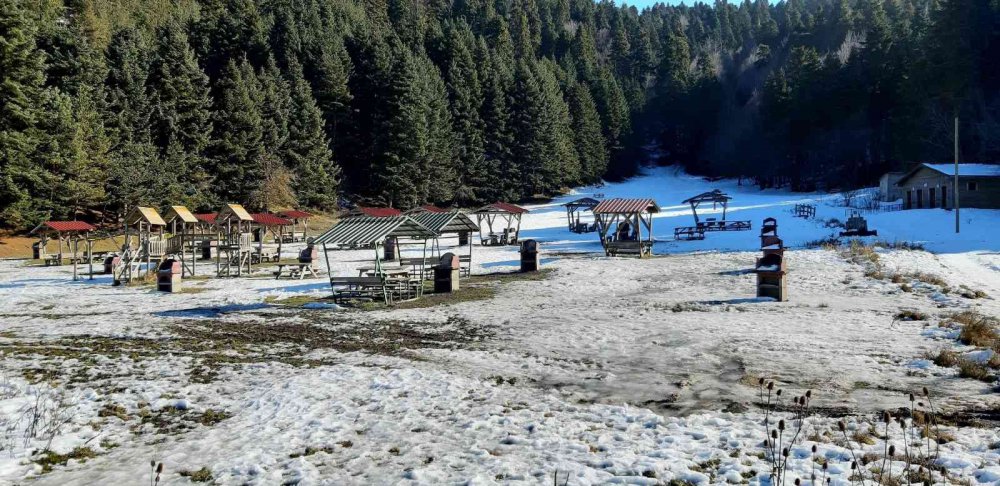 BOLU'NUN DOĞA HARİKASI ABANT GÖLÜ MİLLİ PARKI'NDAKİ GÖLÜN KIYILARI SOĞUK HAVA SEBEBİYLE BUZ TUTTU