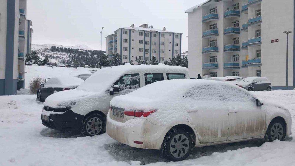 MEVSİM NORMALLERİNE DÖNEN ERZURUM'DA AKŞAM BAŞLAYAN KAR YAĞIŞI, SABAHA KADAR ETKİSİNİ SÜRDÜRDÜ