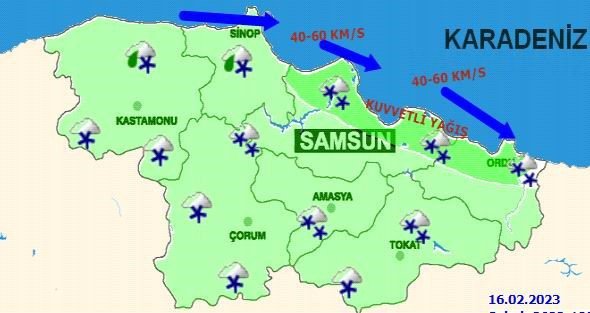 KIŞ MEVSİMİNİN EN SOĞUK GÜNLERİNİN YAŞANDIĞI SAMSUN'DA KAR YAĞIŞI ARALIKLARLA ETKİLİ OLURKEN, 80 KIRSAL MAHALLENİN YOLU ULAŞIMA KAPANDI