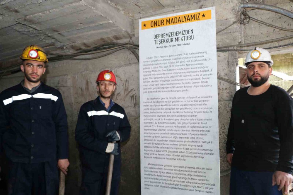 MADENCİLER TEŞEKKÜR MEKTUBUNU “ONUR MADALYASI” DİYE KÖMÜR OCAĞININ GİRİŞİNE ASTI