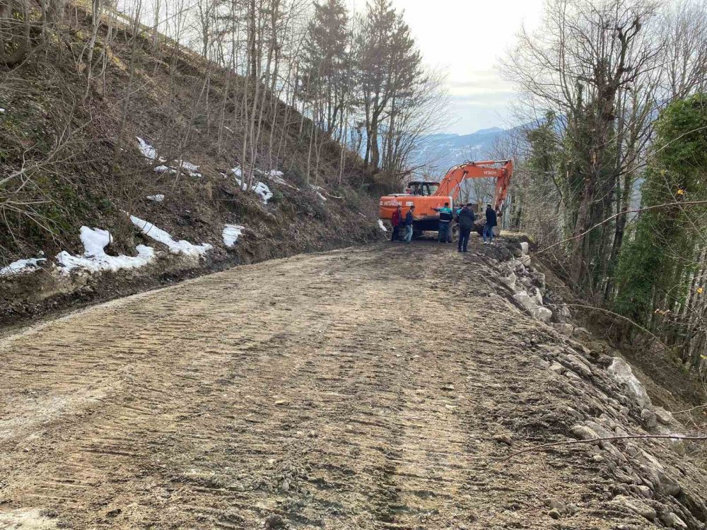KASTAMONU'NUN ŞENPAZAR İLÇESİNDE KAR SULARININ ERİMESİ NETİCESİNE YAŞANAN HEYELAN SEBEBİYLE KAPANAN YOL ULAŞIMA AÇILDI