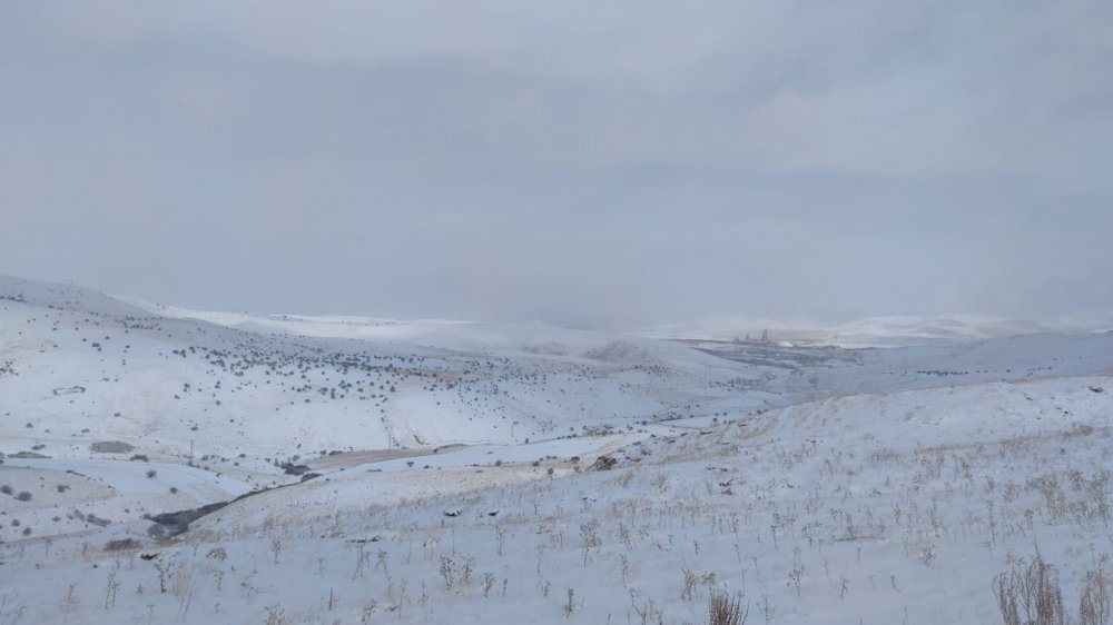 ERZURUM'UN AŞKALE İLÇESİNDE ETKİLİ OLAN SAĞANAK YAĞIŞ YERİNİ KAR YAĞIŞINA BIRAKTI