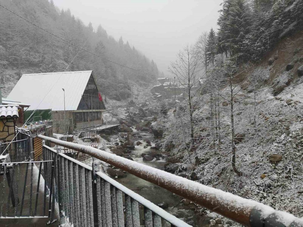 RİZE'NİN ÇAMLIHEMŞİN İLÇESİNE BAĞLI TURİZM MERKEZİ AYDER YAYLASI MART AYININ SON GÜNLERİNDE YENİDEN BEYAZA BÜRÜNDÜ