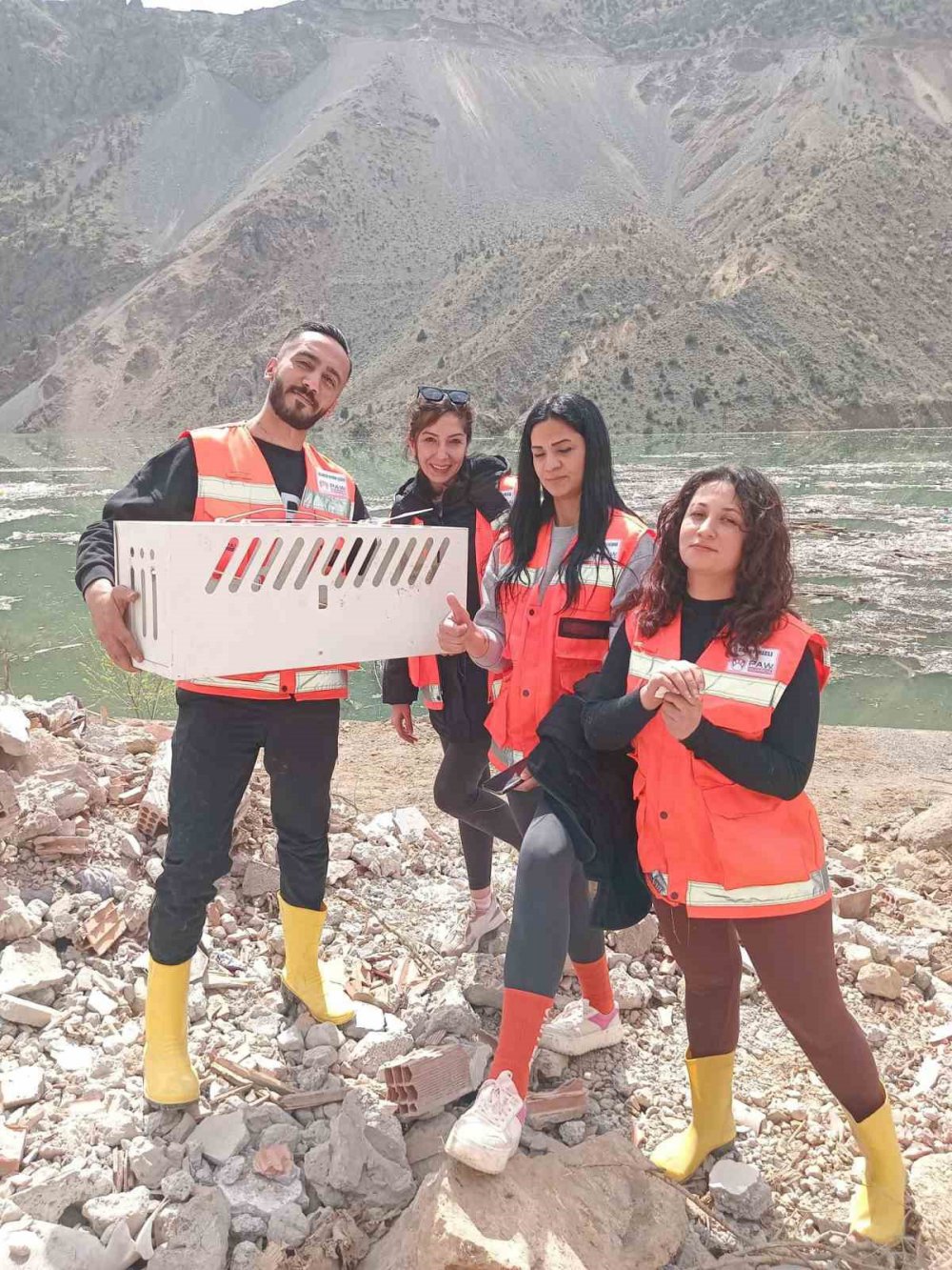 ARTVİN'DE BÜYÜK BİR BÖLÜMÜ BARAJ SULARIYLA KAPLANAN YUSUFELİ İLÇESİNDE MAHSUR KALAN SOKAK HAYVANLARI ÜLKENİN FARKLI İLLERİNDEN GELEN GÖNÜLLÜLER VE İLÇE BELEDİYESİ EKİPLERİ EŞLİĞİNDE KURTARILIYOR