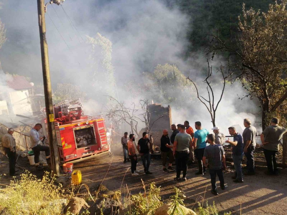 ARTVİN MERKEZE BAĞLI HIZLARLI KÖYÜNDE 5 EV, 2 AHIR, SAMANLIK VE BİR TRAKTÖR YANDI
