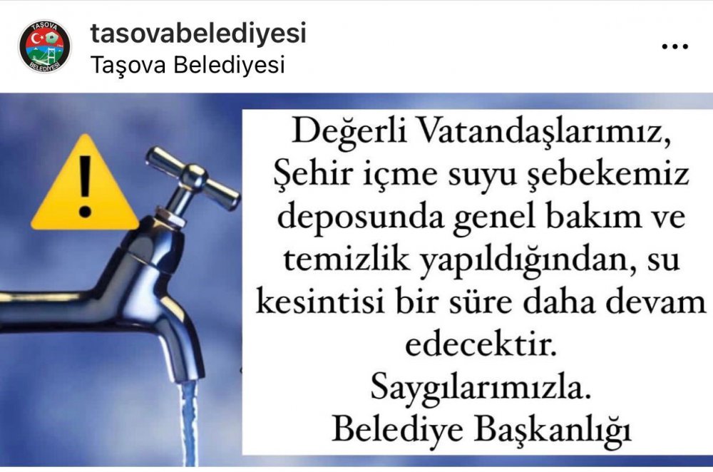 AMASYA'NIN TAŞOVA İLÇESİNDE ŞEBEKE SUYUNDAN İÇEN 150'DEN FAZLA KİŞİ BULANTI, KUSMA VE İSHAL ŞİKAYETİYLE BAŞVURDUĞU HASTANEDE TEDAVİ EDİLDİ