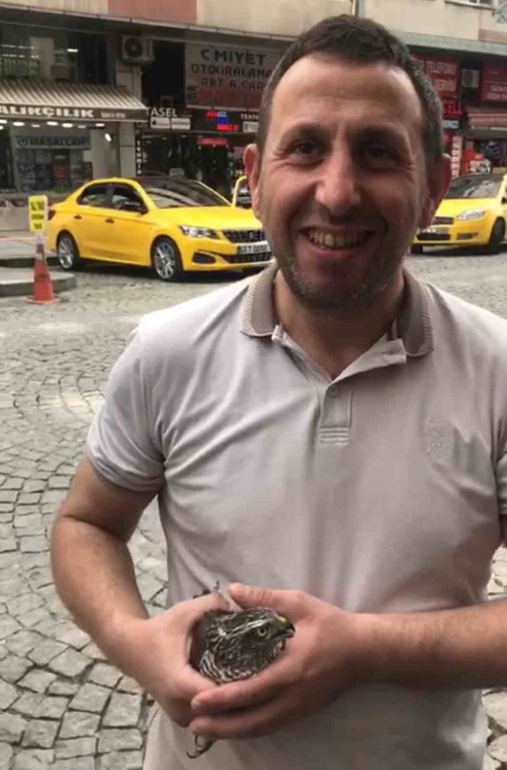 RİZE'DE AVLANMAK İÇİN YÜKSEK RAKIMLARDAN YOLA ÇIKAN ATMACA,  GÜVERCİNLERİN PEŞİNE TAKILIRKEN YANLIŞLIKLA BİR DÜKKANIN İÇİNE GİRDİ
