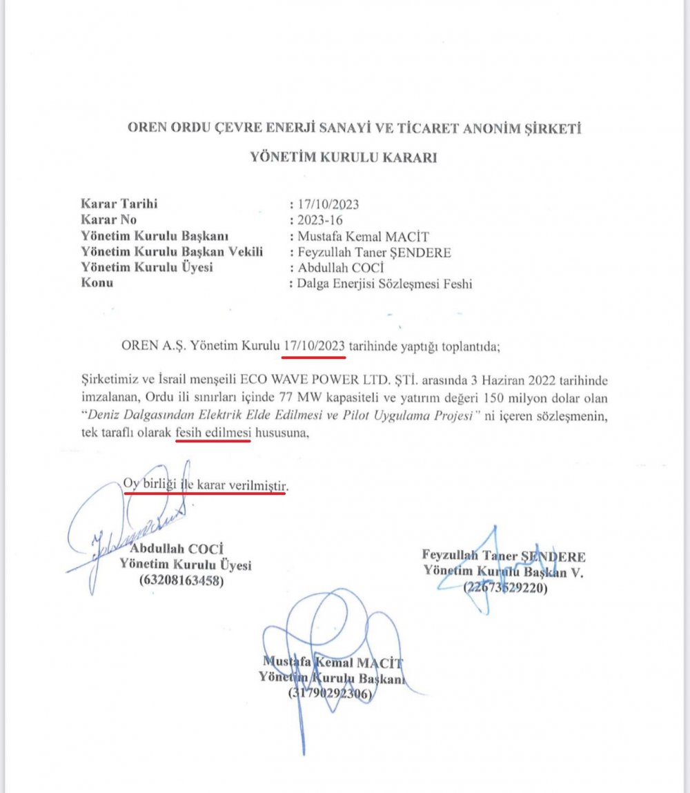 ORDU BÜYÜKŞEHİR BELEDİYE BAŞKANI  DR. MEHMET HİLMİ GÜLER’DEN İDDİALARA BELGELİ CEVAP: “İSRAİL İLE GAZ ANLAŞMASINI 17 EKİM’DE FESHETTİK”