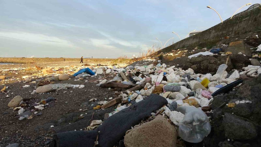 KARADENİZ'DE BİRKAÇ GÜNDÜR ETKİLİ OLAN KÖTÜ HAVA KOŞULLARI ÖZELLİKLE SAHİL KESİMLERİNİ OLUMSUZ ETKİLEDİ. AŞIRI DALGALAR, DENİZE ATILAN ÇÖPLERİ GERİ VERİRKEN DALGALARIN GETİRDİĞİ ÇÖPLER SAHİLDE ÇİRKİN GÖRÜNTÜ OLUŞTURUDU