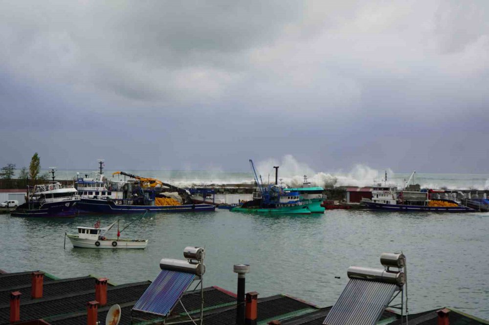 RİZE GÜNDOĞDU MAHALLESİ BALIKÇI BARINAKLARI'NDA BİRİ TIR OLMAK ÜZERE 3 ARAÇ DALGALARDAN HASAR GÖRDÜ, 1 KAMYONET DENİZE DÜŞTÜ