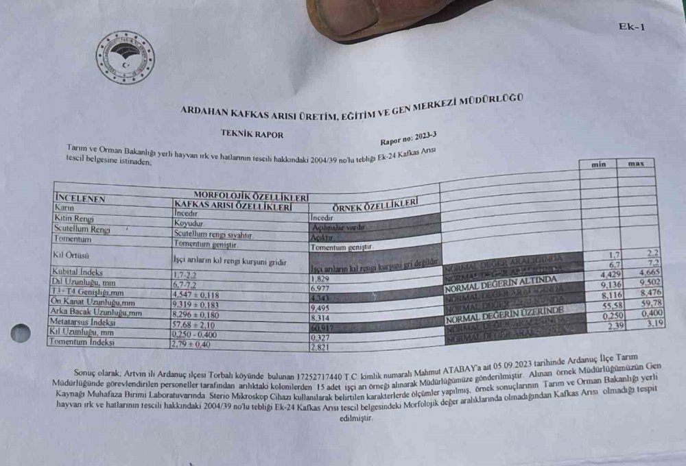 RİZELİ ARICI MAHMUT ATABAY, ARILARIN KAFKAS ARISI DEĞİL DENİLEREK ARDAHAN VE ARTVİN’DEN ÇIKARTILMIŞTI. ARILARININ "KAFKAS ARISI" OLDUĞU GERÇEĞİNİ KANITLADI.ÖLEN ARILARININ ZARARINI KARŞILAMAK İÇİN HUKUK MÜCADELESİ BAŞLATTI