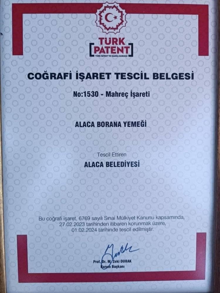 Alaca Belediyesi, 5 Ürünün Coğrafi İşaret Belgesini Aldı