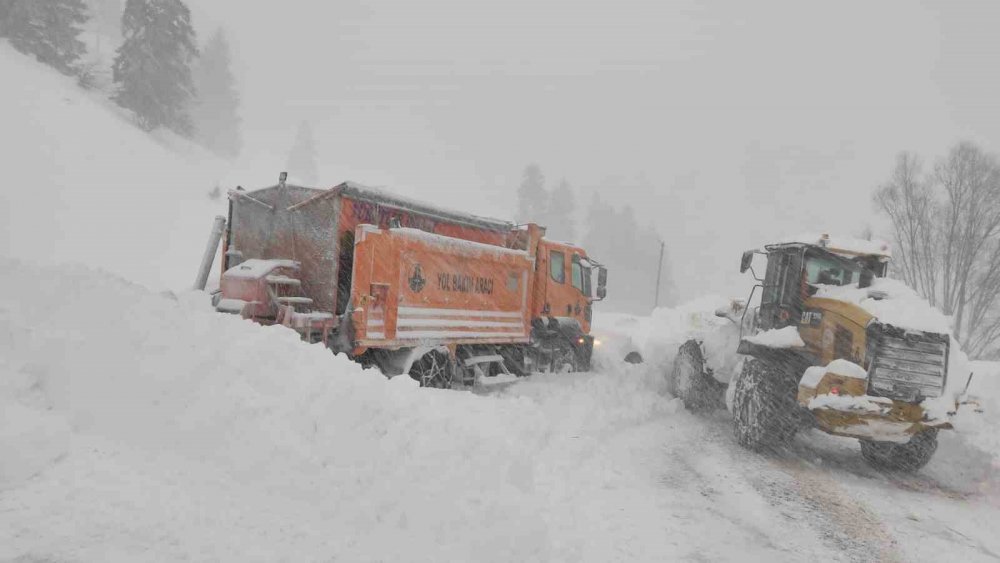 Artvin'de Sahara Geçidi'nde Çığ Tehlikesi: İki İş Makinesi Çığ Altında Kaldı