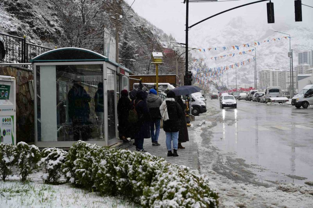 Gümüşhane’de Mart Kapıdan Baktırdı , Kent merkezi beyaz'a büründü