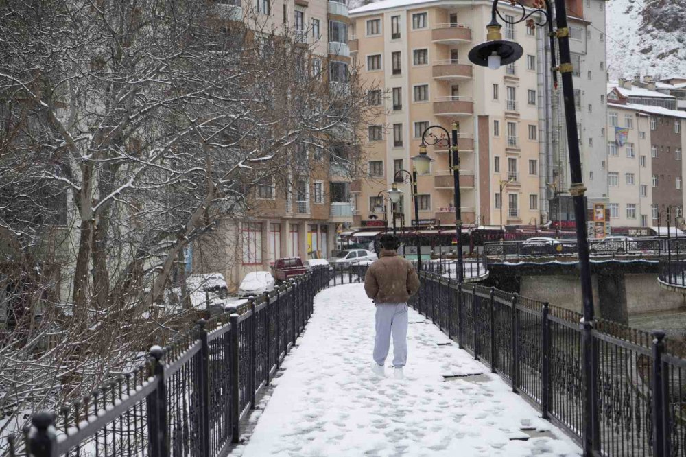 Gümüşhane’de Mart Kapıdan Baktırdı , Kent merkezi beyaz'a büründü