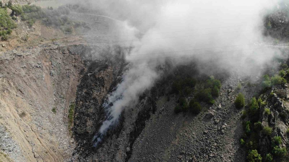 Artvin Yanıyor , Gece Başlayan Çöp Yangınına Müdahale Sürüyor