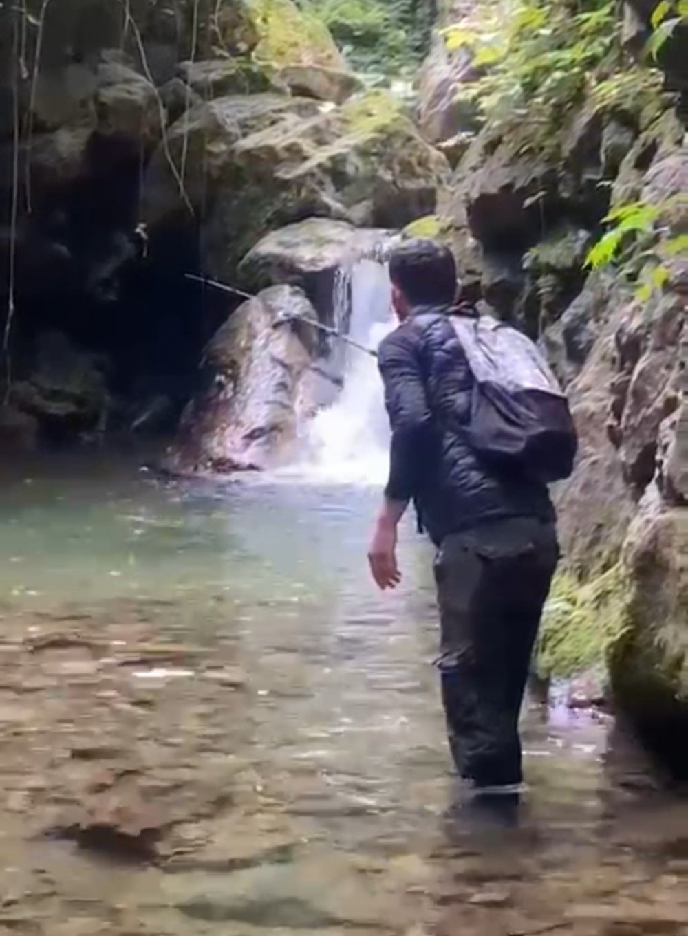 Rize'de derede balık tutmaya giden vatandaş Ayı ile karşılaştı