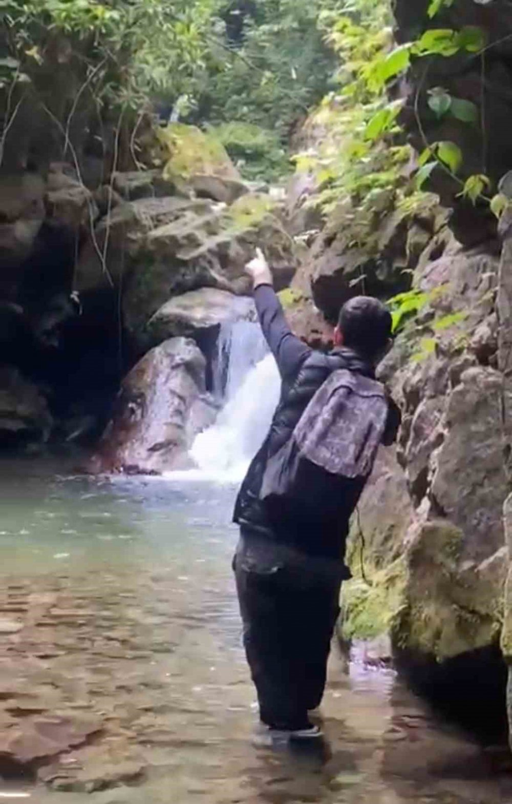Rize'de derede balık tutmaya giden vatandaş Ayı ile karşılaştı
