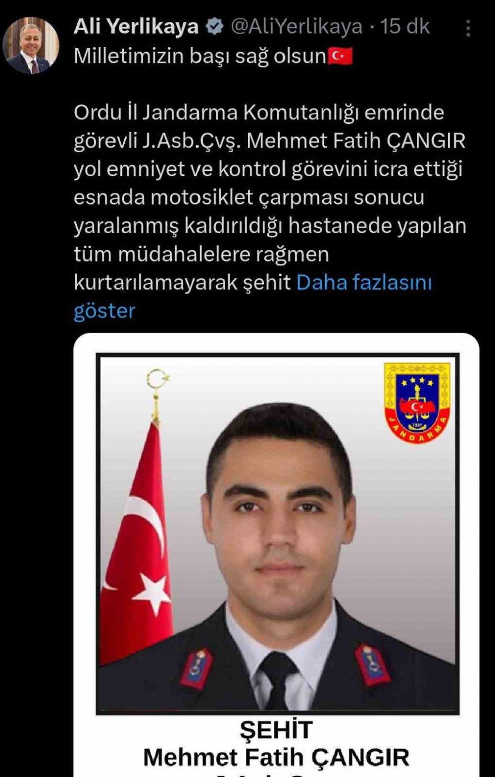 Ordu’da ‘dur’ İhtarına Uymayan Motosiklet Sürücüsünün Çarptığı Astsubay Şehit Oldu