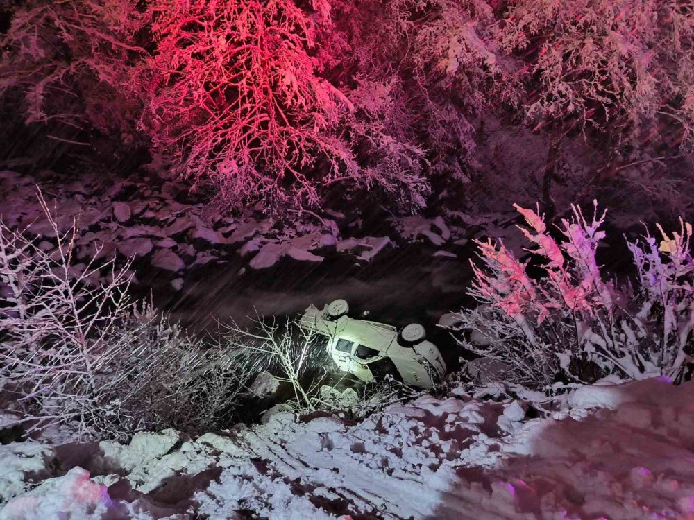 Rize'de Karda Kayarak Dereye Uçan Kamyonette 3 Kişi Yaralandı